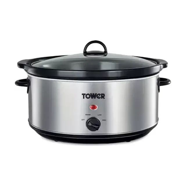 Tower 6.5 Litre Stainless Steel Slow Cooker (T16040Y)